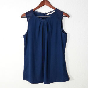 Soft Surroundings Women’s Top Minimal Coastal Luxury Navy Sleeveless Blouse Sz S